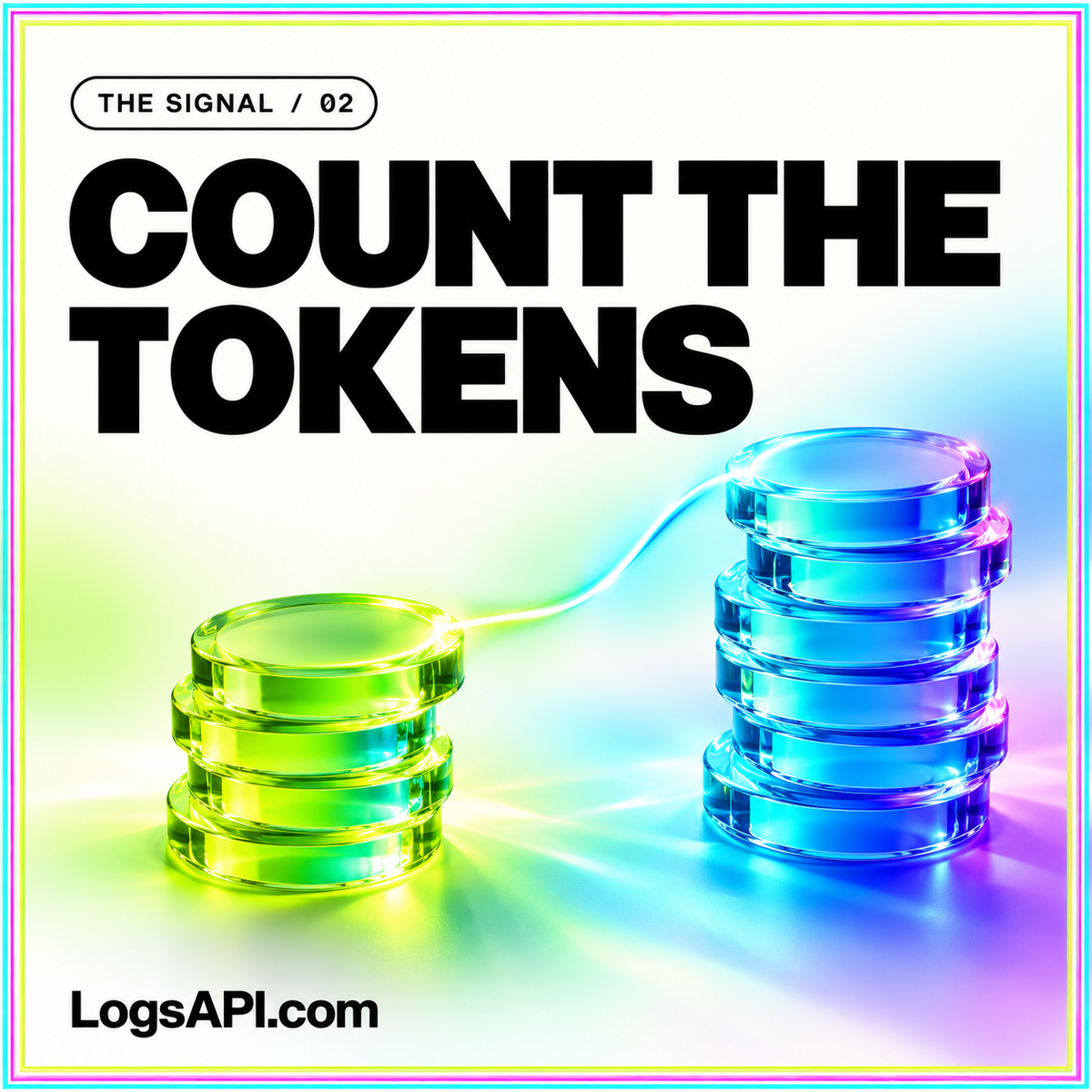 Count the Tokens neon card with translucent cyan and lime token stacks.